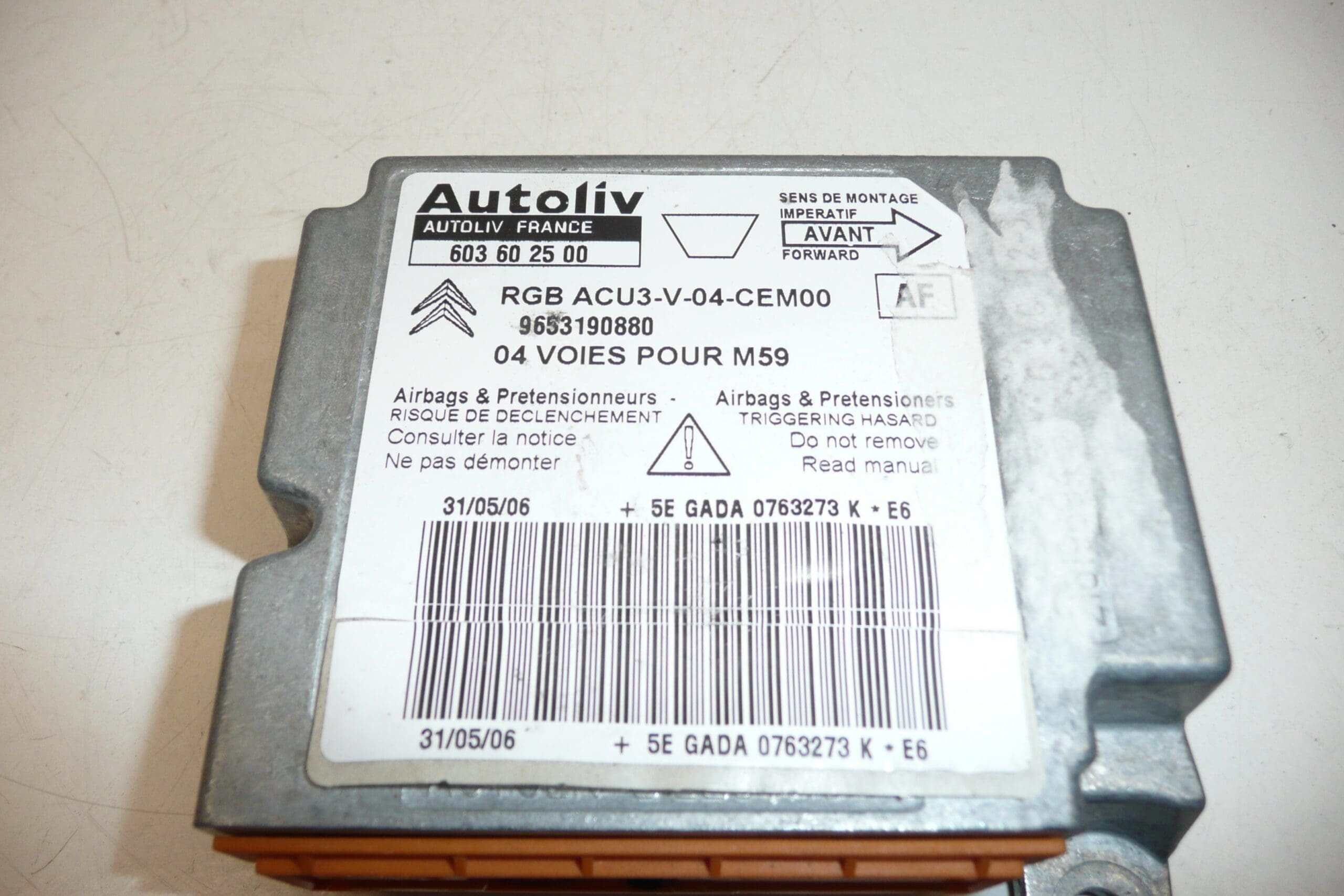 Jednotka airbagů Citroën Berlingo II 9653190880 - Obrázek 2