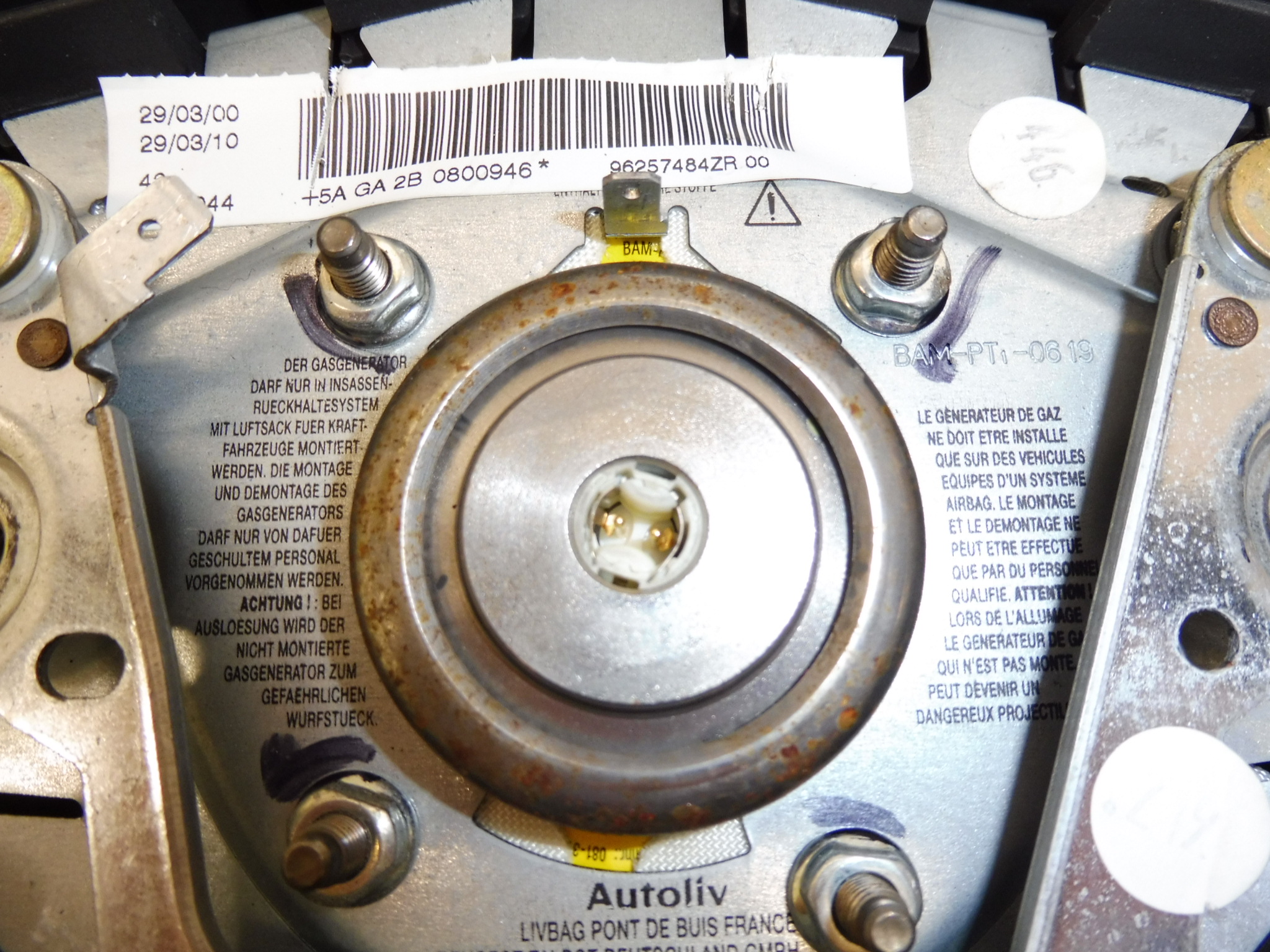 Airbag řidič - volant Peugeot 206 96257484ZR